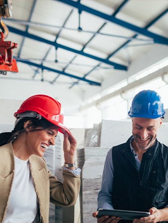 woman with red hard hat